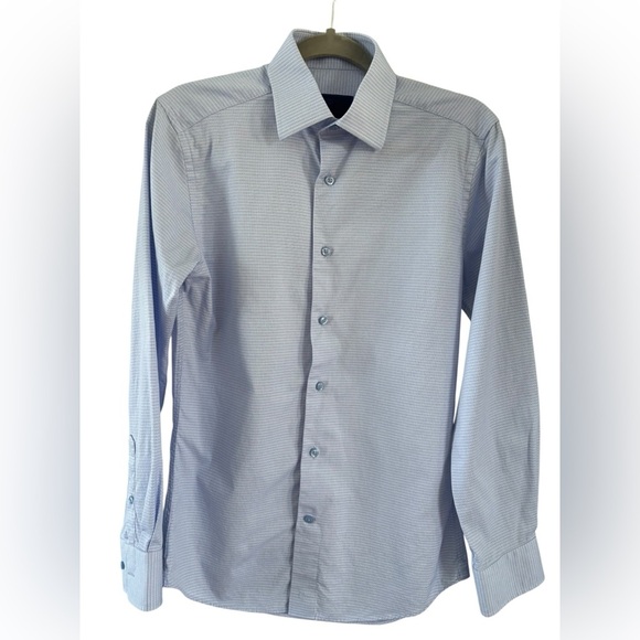 David Donahue Sky Blue Checkered Dress Shirt - Picture 1 of 7